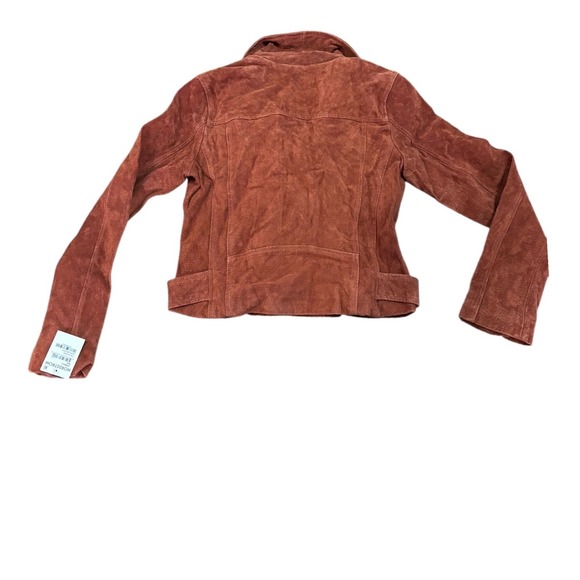 Blank NYC XS Rust Suede Leather Moto Biker Jacket Zip Up Belted Womens NWT - Picture 11 of 13